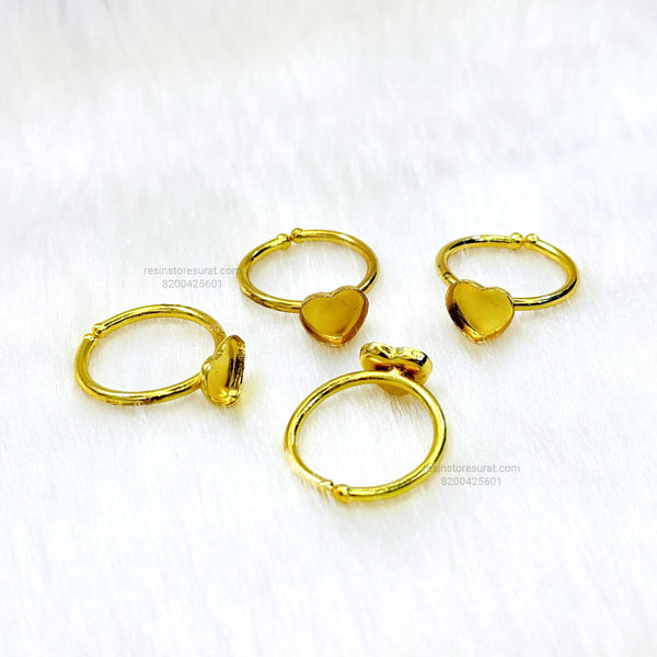 Resin Heart Adjustable Bezel Ring Base - Gold