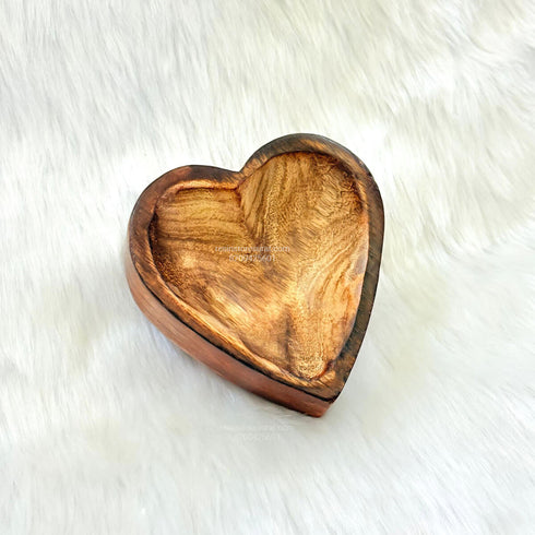 4 Inch Heart Shape Wooden Candle Bowl