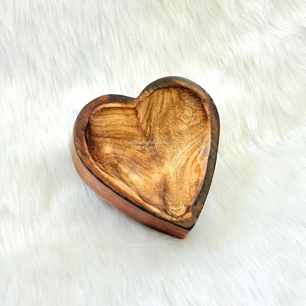 4 Inch Heart Shape Wooden Candle Bowl