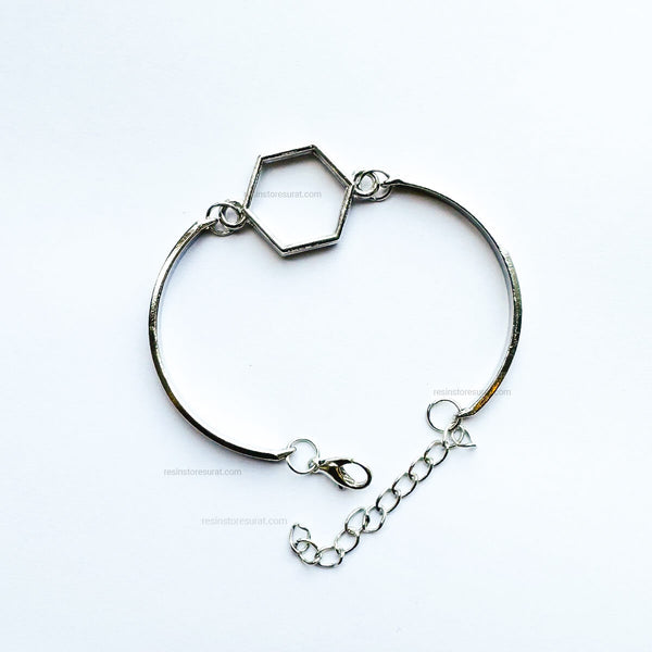 Silver Hexagon Brass Bracelet