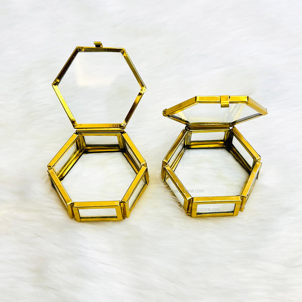 Vintage Metal Hexagon Engagement Box - 1 Pcs