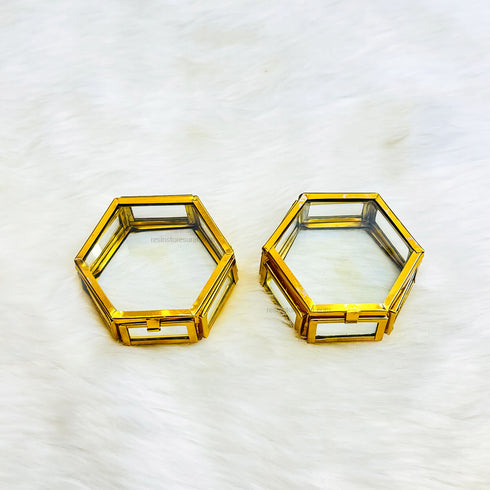 Vintage Metal Hexagon Engagement Box - 1 Pcs