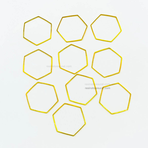 Hexagon Bezel Frame Gold - 10 Pcs