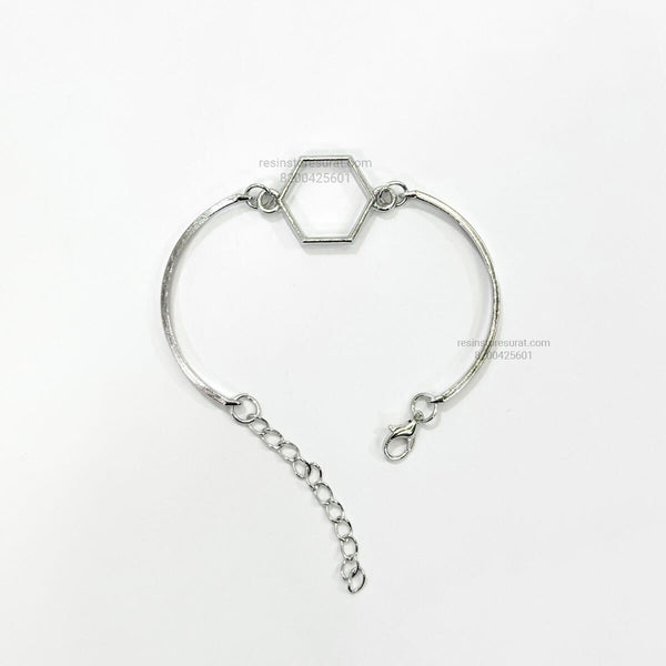 Silver Hexagon Rakhi Bracelet Base