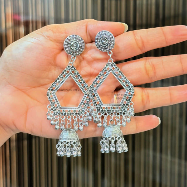 Dom Shape Resin Jhumka Silver