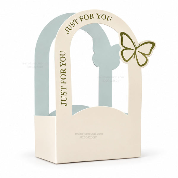 Cream Butterfly Gift Box with Window – Just For You Floral Packaging Box (2 Pcs Set)