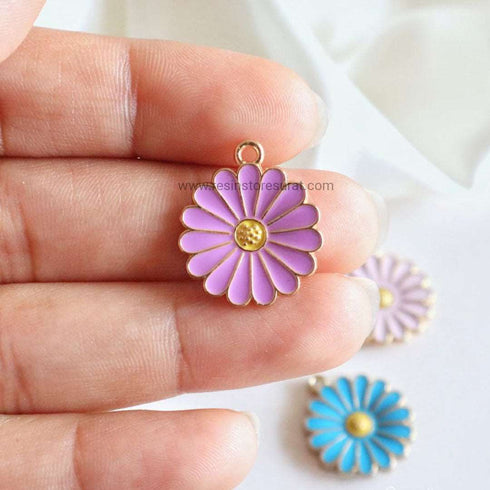 Lavender Daisy Flower Charm