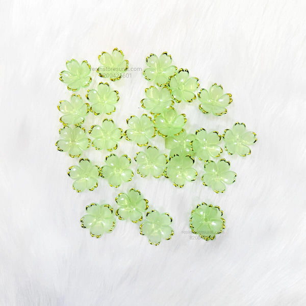 Light Green Acrylic Cherry Blossom Flower Beads