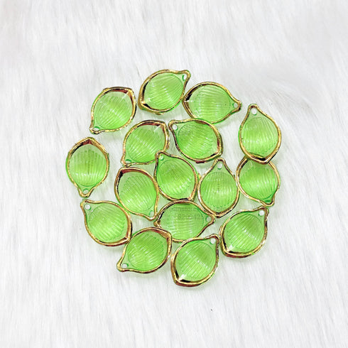 Light Green Gold Border Leaf Petal N
