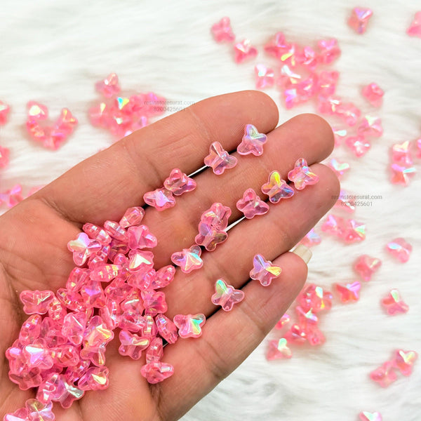 Light Pink Reflective Butterfly Rakhi Beads