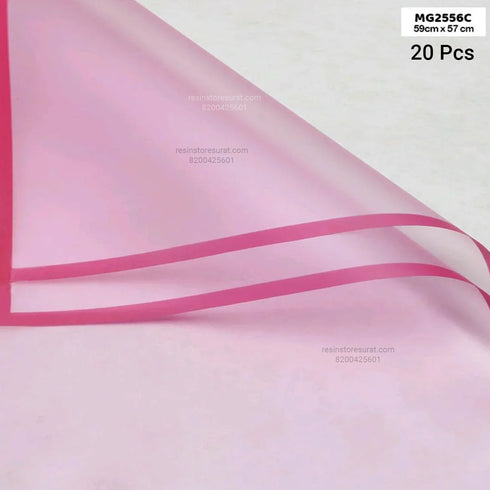 Light Pink Flower Wrapping Paper Plastic Sheet - 56C (5 Sheet)