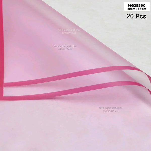 Light Pink Flower Wrapping Paper Plastic Sheet - 56C (20 Sheet)