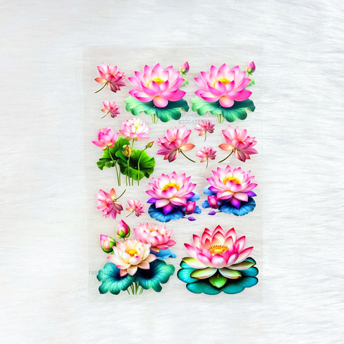 Lotus Flower 3D UV Sticker Sheet - A6