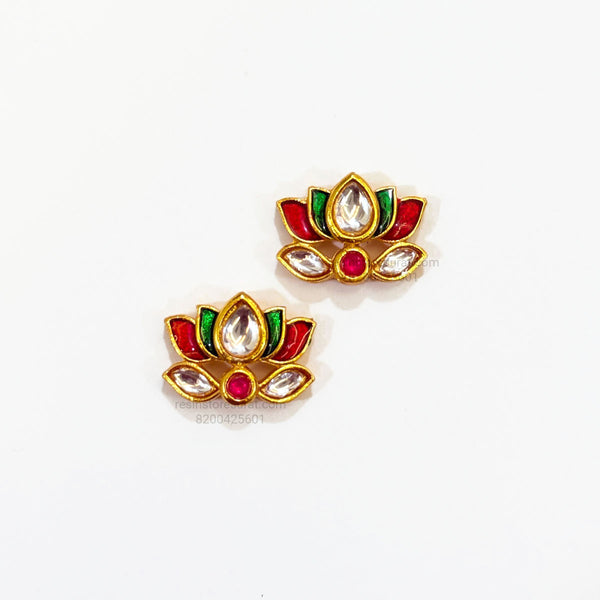 Lotus Meenakari Kundan Beads Multi Gold Charm D16