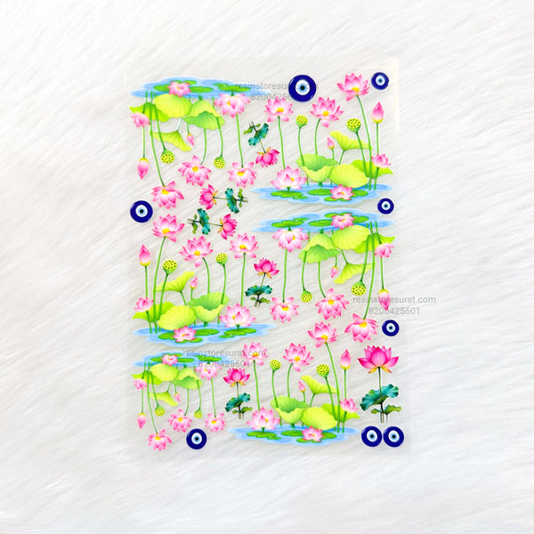 Lotus Pond 3D Uv Sticker Sheet - A6