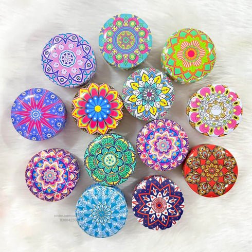 Mandala Patter Candle jar With Cap - Random Color