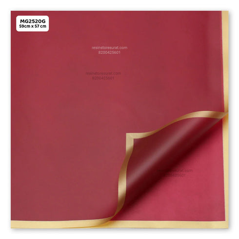Maroon Flower Wrapping Paper Plastic Sheet - 20G(20 Sheet)