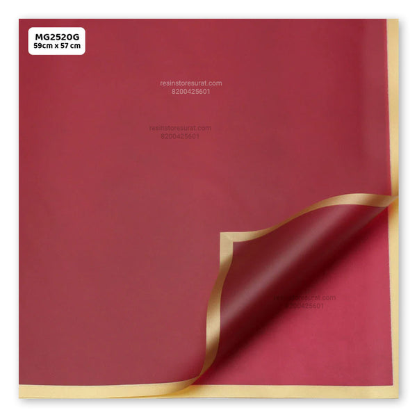 Maroon Flower Wrapping Paper Plastic Sheet - 20G(20 Sheet)