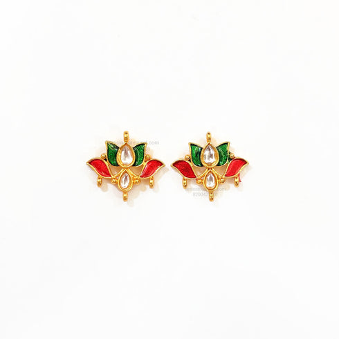 Meena Lotus Kundan Gold Charm D27 - 2 Pcs