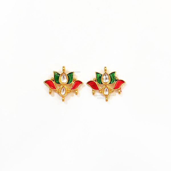 Meena Lotus Kundan Gold Charm D27 - 2 Pcs