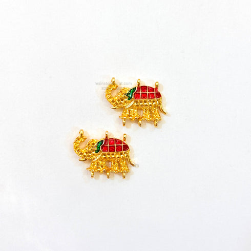 Meena Red Elephant Gold Charm C12