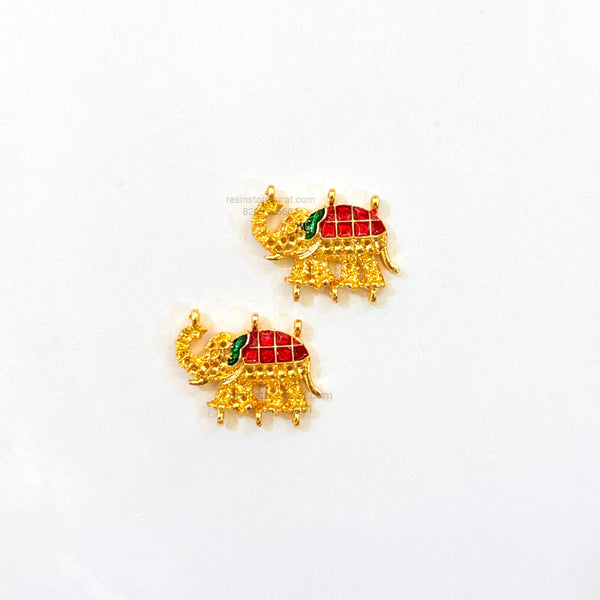 Meena Red Elephant Gold Charm C12