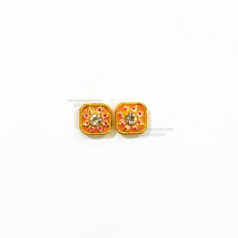 Meena Sunflower Diamond Square Gold Charm B19