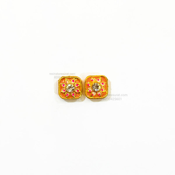 Meena Sunflower Diamond Square Gold Charm B19