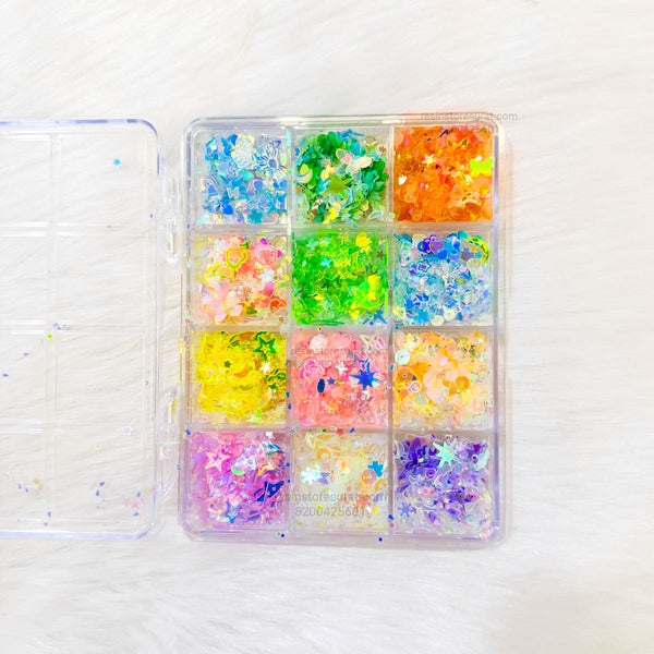Mix Shape Glitter & Shakers 12 Pcs Pack