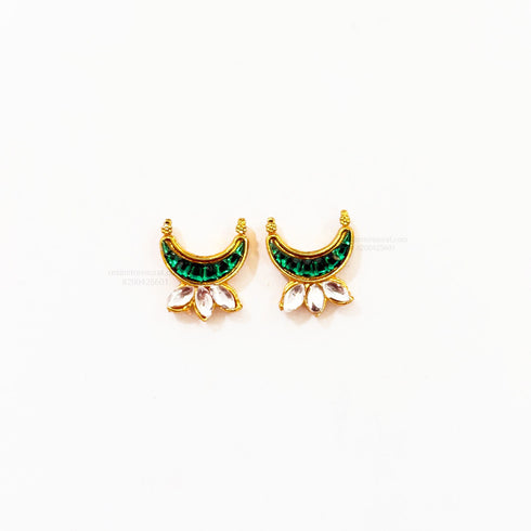 Moon Green Meenakari Kundan With Leaf Gold Charm B12 - 2 Pcs