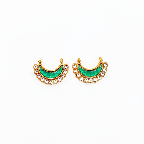 Moon Green Meenakari Kundan Gold Charm B10 - 2 Pcs
