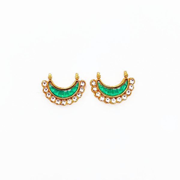Moon Green Meenakari Kundan Gold Charm B10 - 2 Pcs