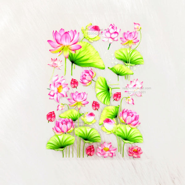 Multi Lotus 3D Uv Sticker Sheet - A6