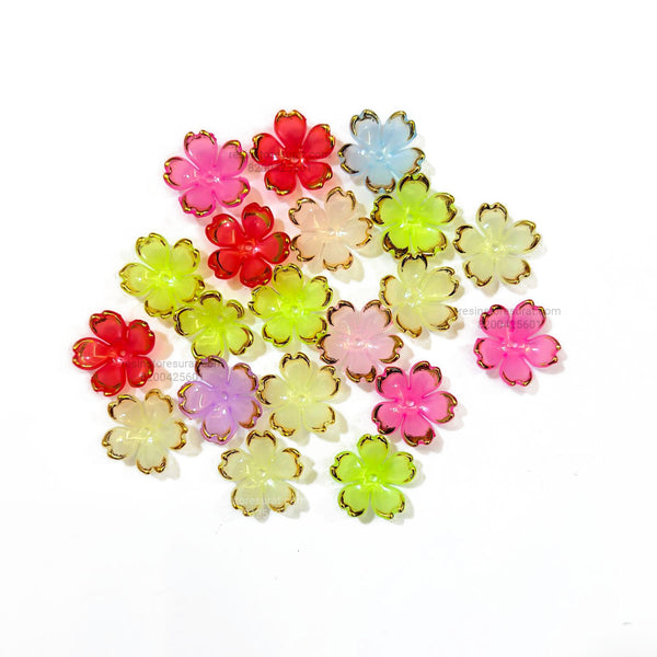 Multi Color Acrylic Cherry Blossom Flower Beads