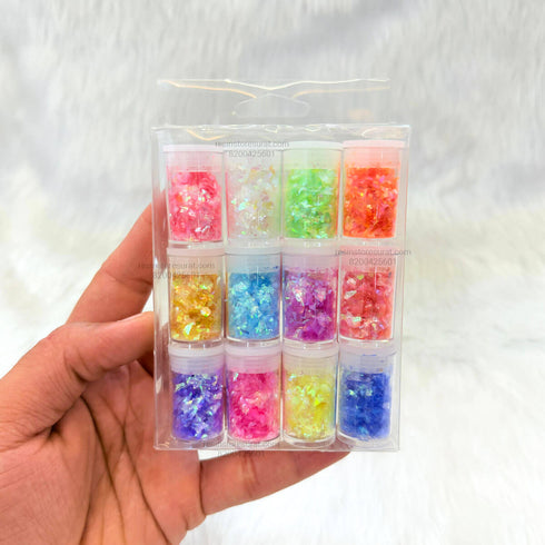 Multicolor reflective flakes 12 Pcs Set