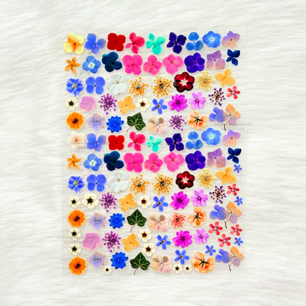 Multi Small Flower 3D UV Sticker Sheet - A6