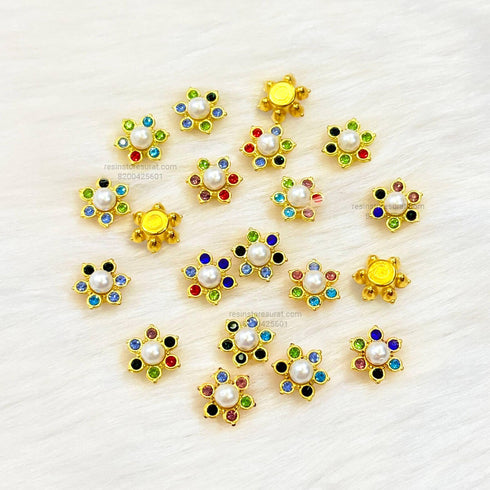 Multicolor Diamond Designer Beads Pearl Flower