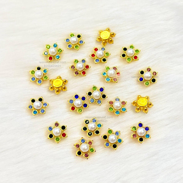 Multicolor Diamond Designer Beads Pearl Flower