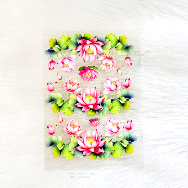 New lotus Flower 3D UV Sticker Sheet - A6
