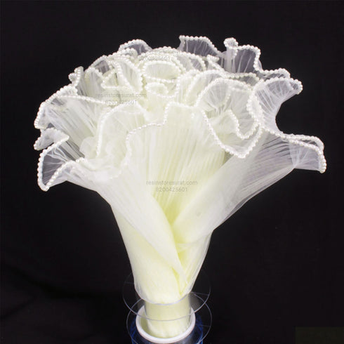 Off White Wrinkled Wrapping Paper Net With Pearl - 03
