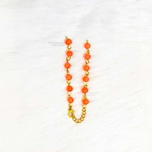 Orange Pearl Beads Rakhi Bracelet Chain