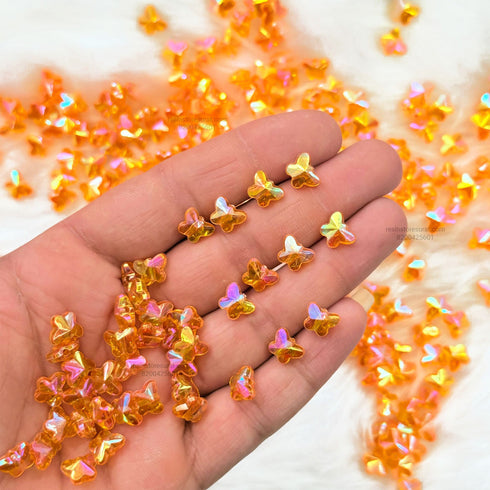 Orange Reflective Butterfly Rakhi Beads