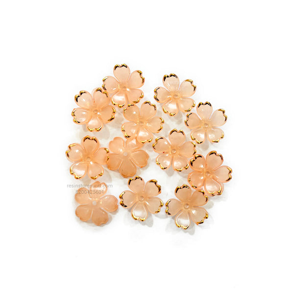 Peach Cherry Blossom Acrylic Flower Beads