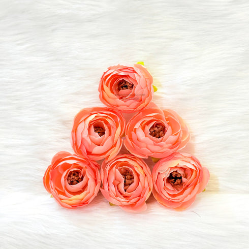 Peach Peony Artificial Flower - 6 Pcs