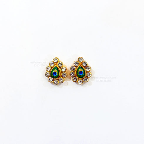 Peacock Feather With Diamond Golden Charm C13