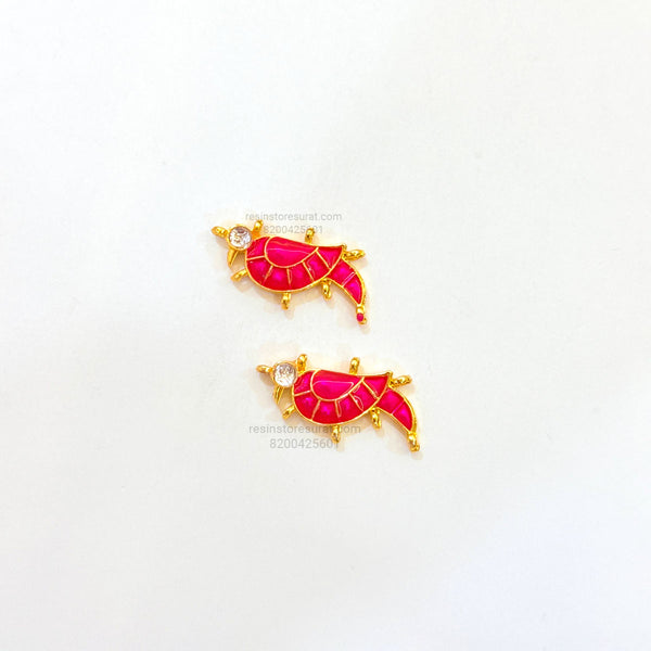 Peacock Meenakari Kundan Beads Pink Golden charm C11