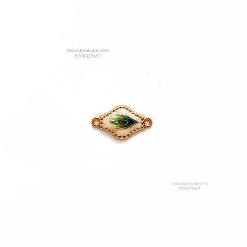 New Peacock Feather Rhombus Metal Rakhi Charm