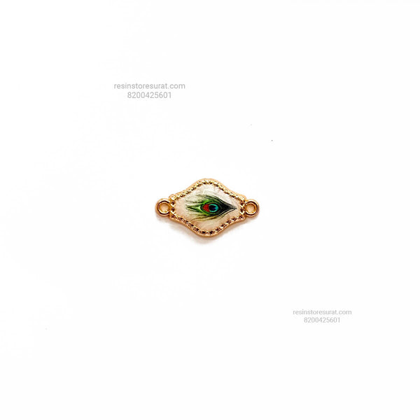 New Peacock Feather Rhombus Metal Rakhi Charm