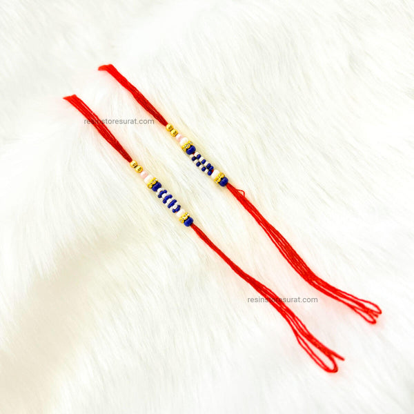 Readymade Blue White Pearl Rakhi Thread