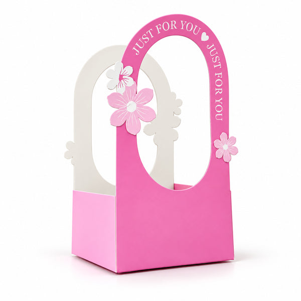 Pink Gift Box with Window – Just For You Floral Packaging Box (2 Pcs Set)